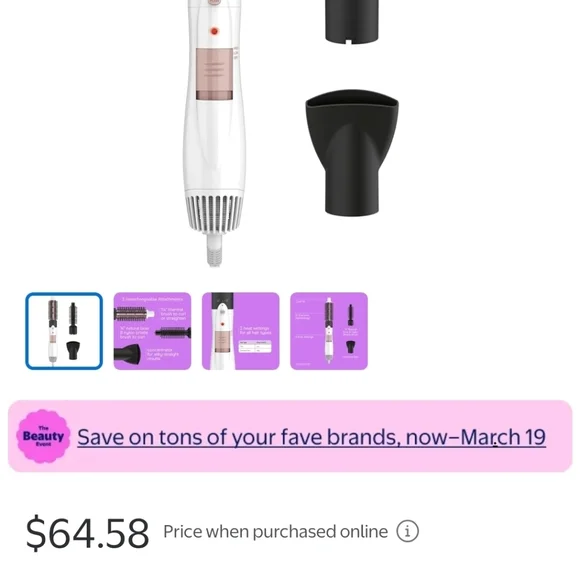 Ceramic Hot Air Brush - White and Gold - Picture 3 of 3